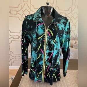 Berek Long Sleeve Zip Front Jacket Black Multi L